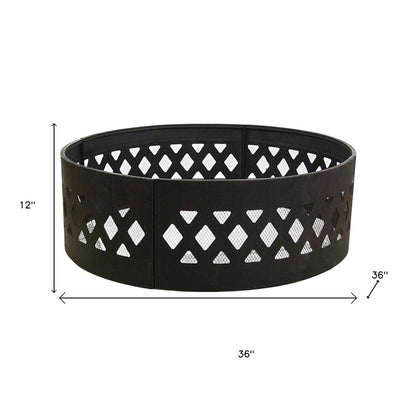 36" Black Steel Wood Burning Round Fire Ring HomeRoots