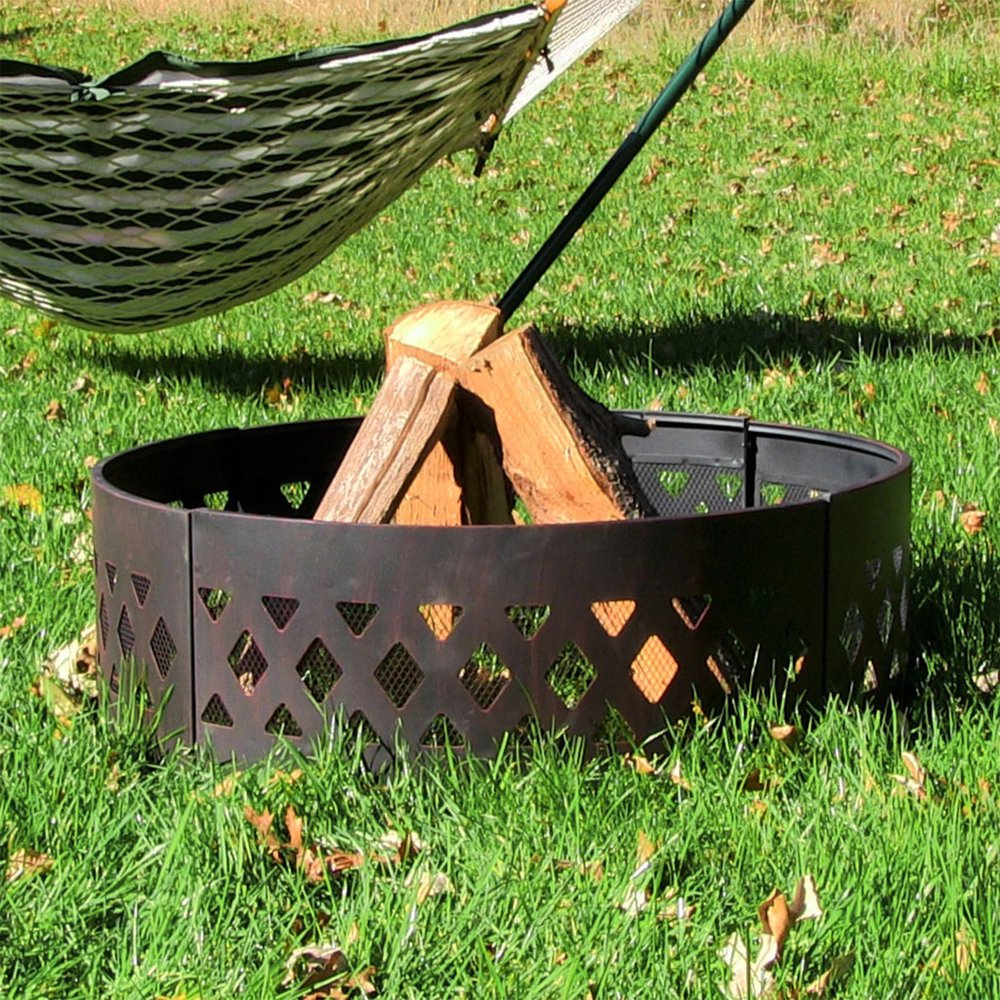 36" Black Steel Wood Burning Round Fire Ring HomeRoots