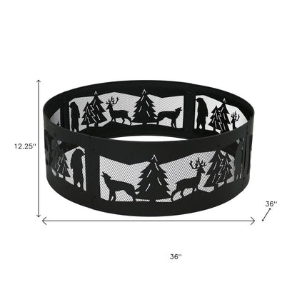 36" Black Steel Wood Burning Round Fire Ring HomeRoots