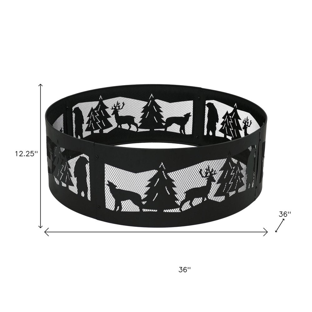 36" Black Steel Wood Burning Round Fire ring HomeRoots