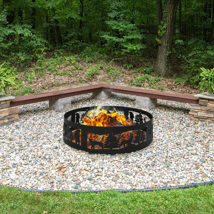 36" Black Steel Wood Burning Round Fire Ring HomeRoots