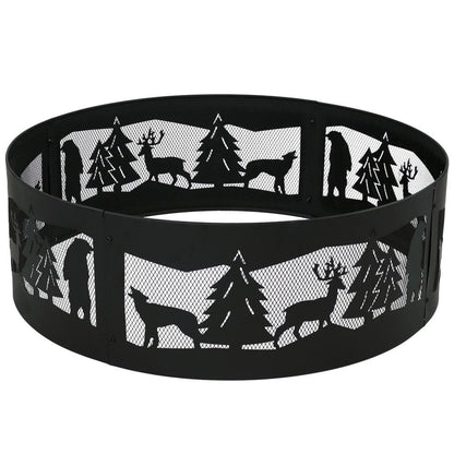 36" Black Steel Wood Burning Round Fire Ring HomeRoots
