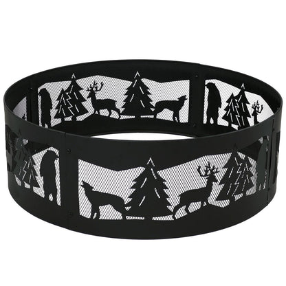 36" Black Steel Wood Burning Round Fire ring HomeRoots