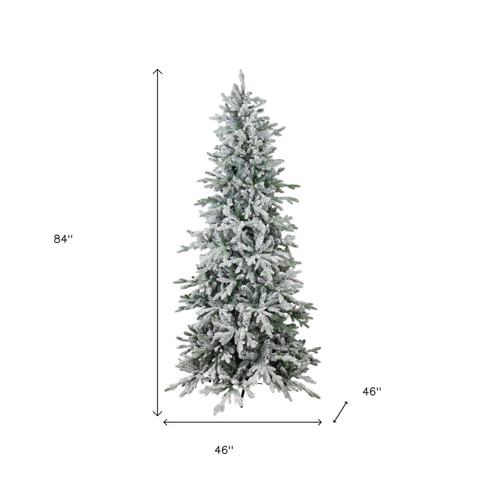 7' Slender Flocked Pine Christmas Tree HomeRoots
