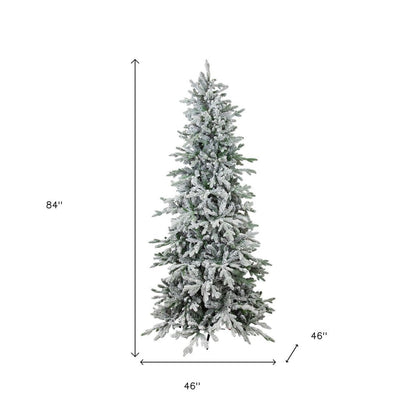 7' Slender Flocked Pine Christmas Tree HomeRoots