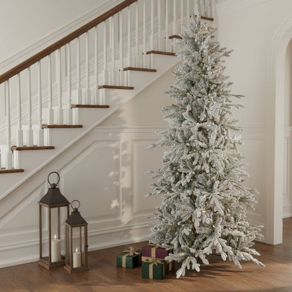 7' Slender Flocked Pine Christmas Tree HomeRoots