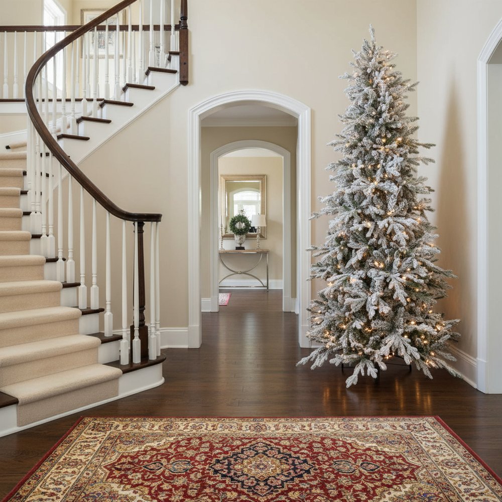 7' Slender Flocked Pine Christmas Tree HomeRoots
