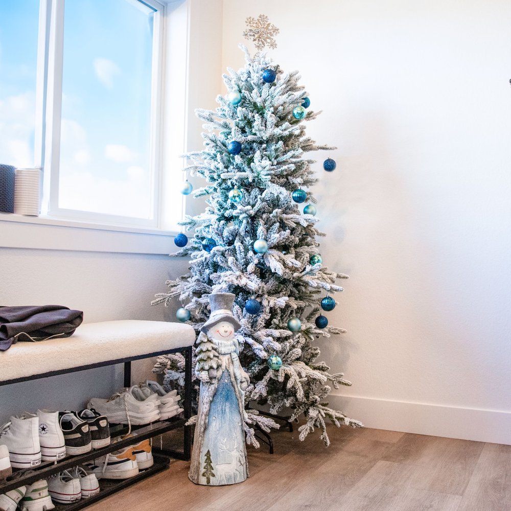 6' Slender Flocked Pine Christmas Tree HomeRoots