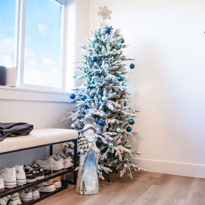6' Slender Flocked Pine Christmas Tree HomeRoots