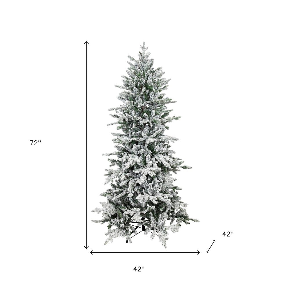 6' Slender Flocked Pine Christmas Tree HomeRoots