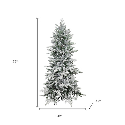 6' Slender Flocked Pine Christmas Tree HomeRoots