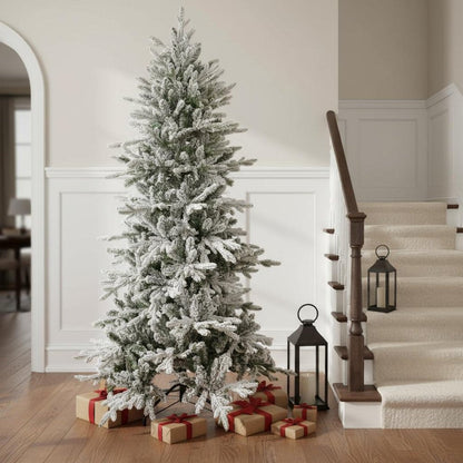 6' Slender Flocked Pine Christmas Tree HomeRoots