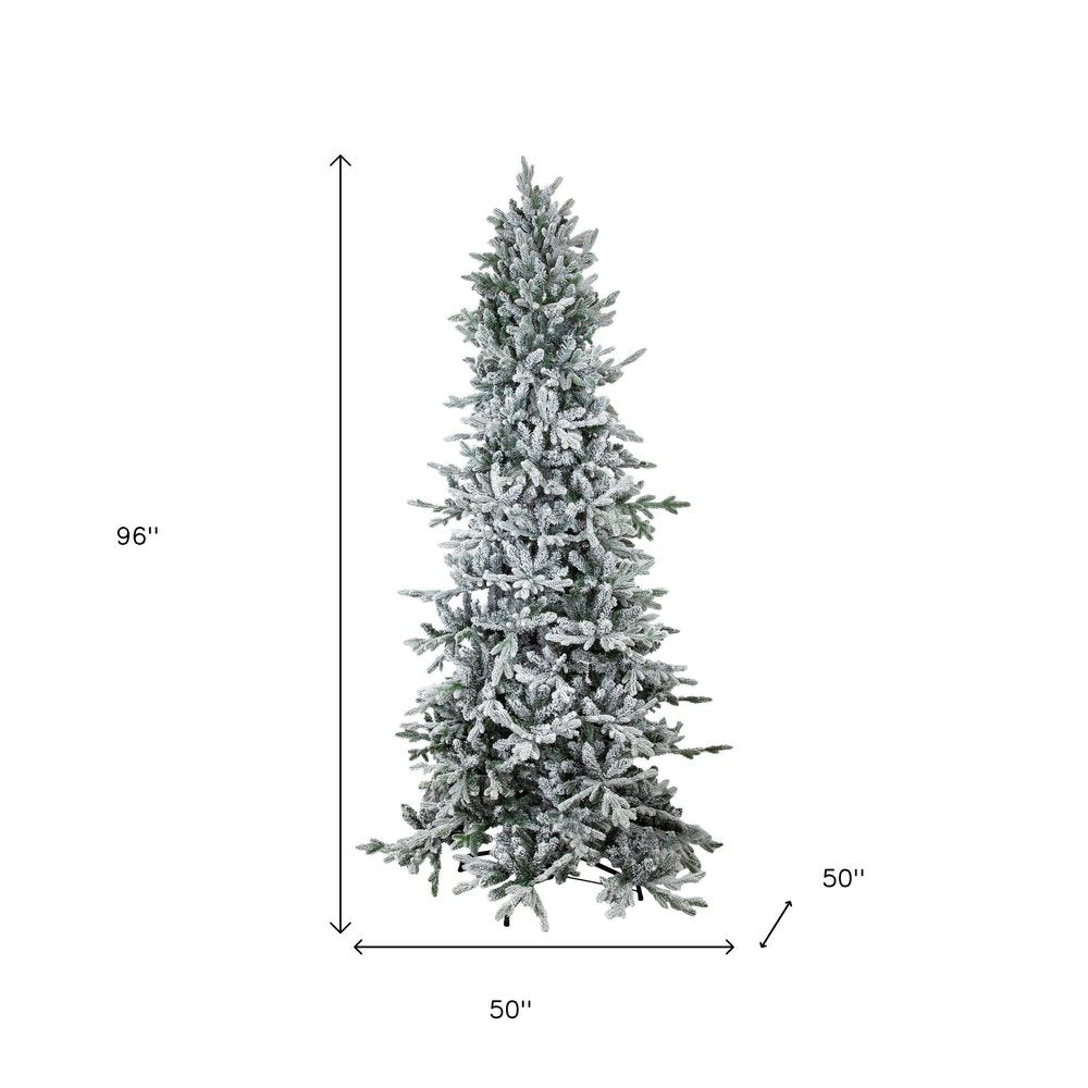 8' Slender Flocked Pine Christmas Tree HomeRoots