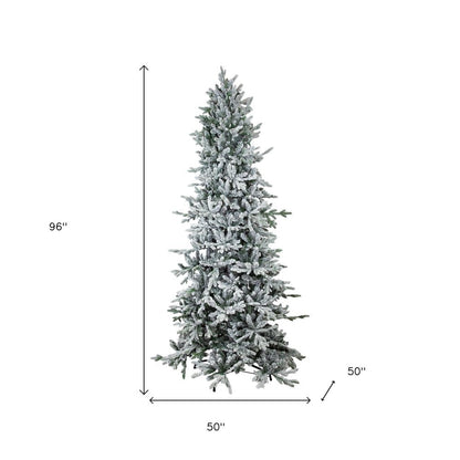 8' Slender Flocked Pine Christmas Tree HomeRoots