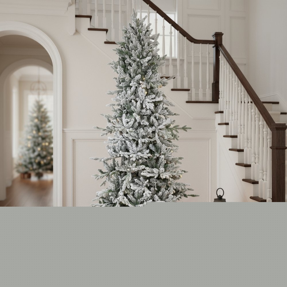8' Slender Flocked Pine Christmas Tree HomeRoots