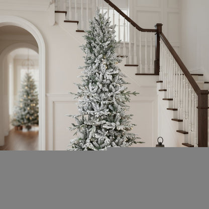8' Slender Flocked Pine Christmas Tree HomeRoots