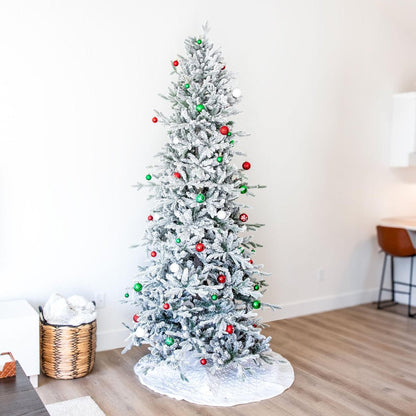 8' Slender Flocked Pine Christmas Tree HomeRoots
