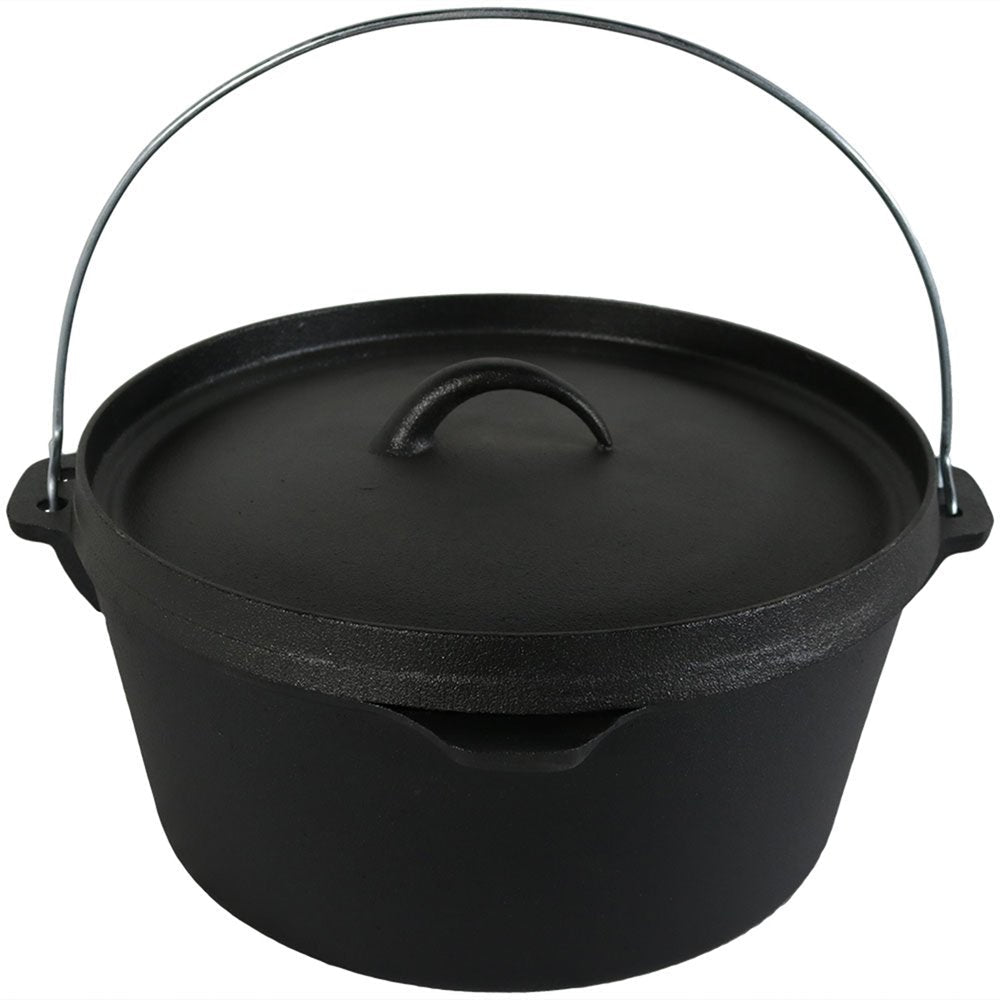 12" Black Cast Iron Dutch Oven Stock Pot HomeRoots