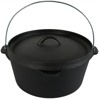 12" Black Cast Iron Dutch Oven Stock Pot HomeRoots