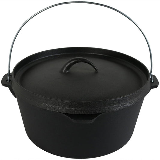 12" Black Cast Iron Dutch Oven Stock Pot HomeRoots
