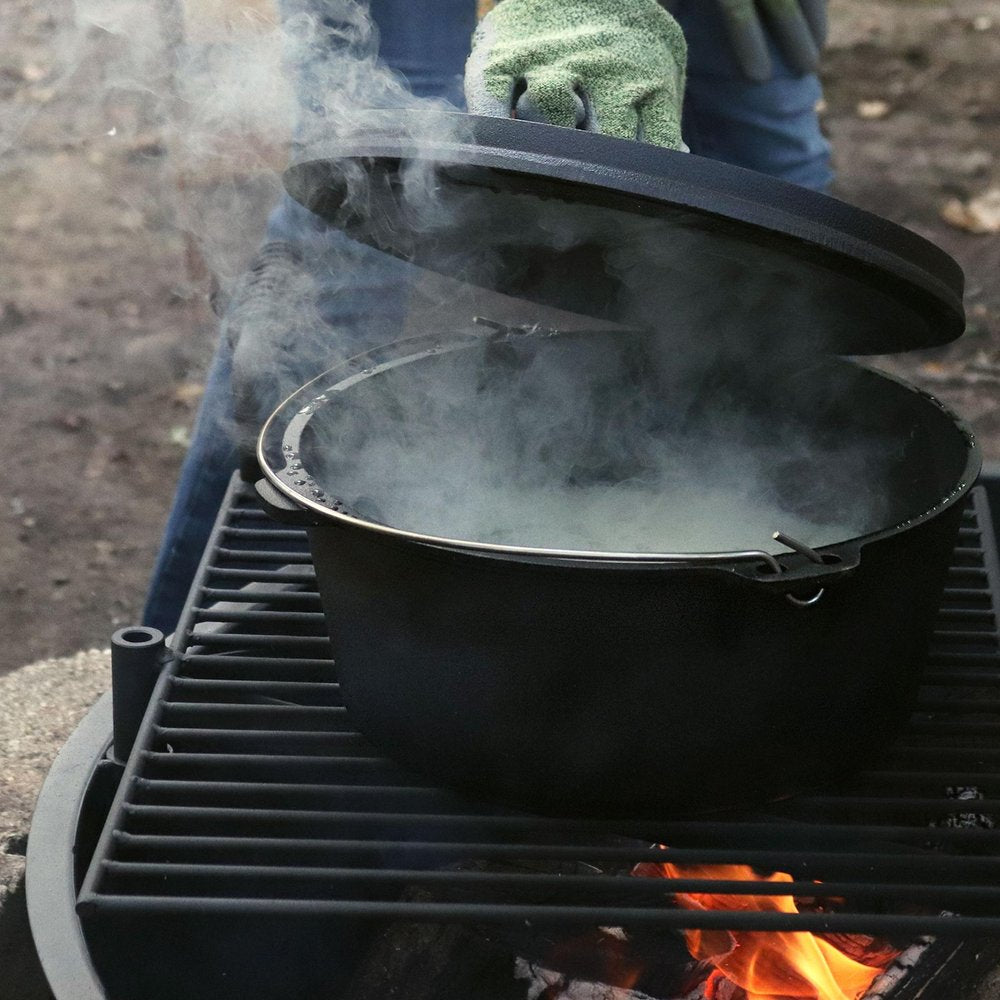 12" Black Cast Iron Dutch Oven Stock Pot HomeRoots