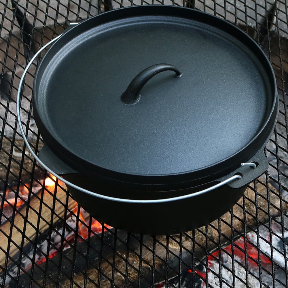 12" Black Cast Iron Dutch Oven Stock Pot HomeRoots