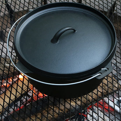 12" Black Cast Iron Dutch Oven Stock Pot HomeRoots