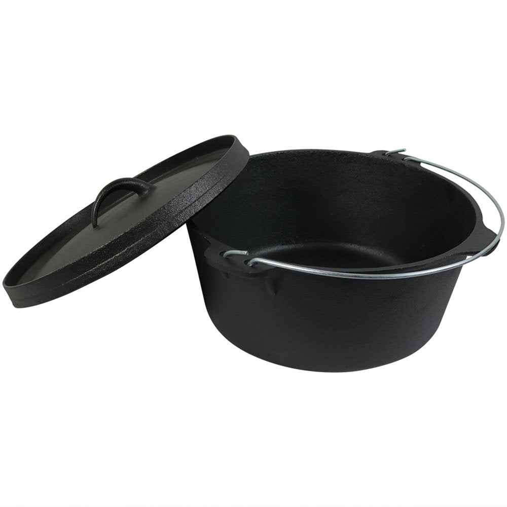 12" Black Cast Iron Dutch Oven Stock Pot HomeRoots