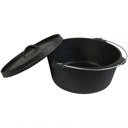 12" Black Cast Iron Dutch Oven Stock Pot HomeRoots