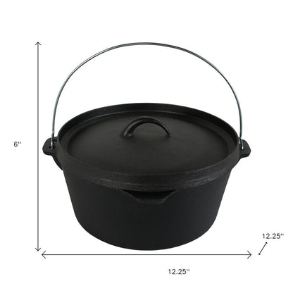 12" Black Cast Iron Dutch Oven Stock Pot HomeRoots