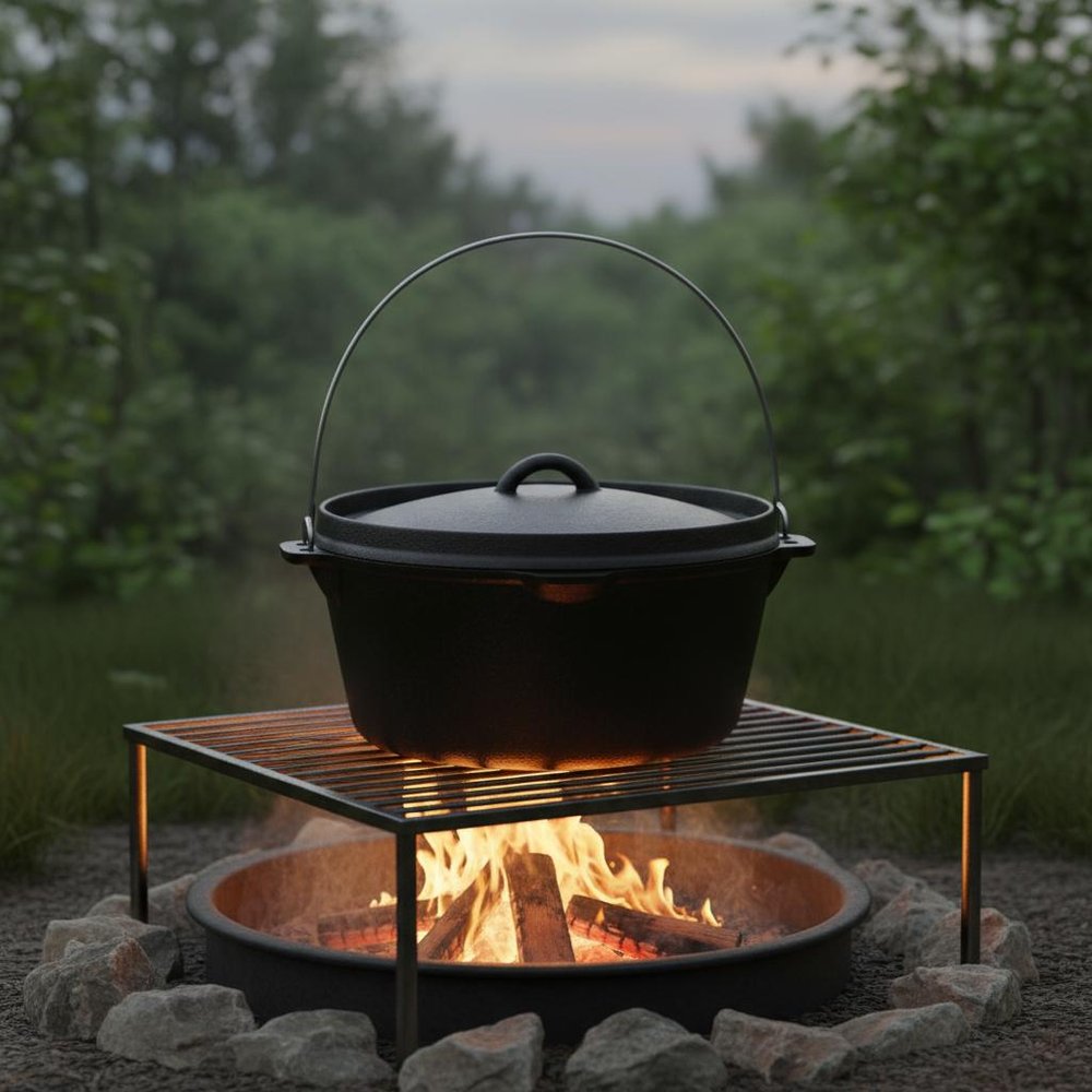 12" Black Cast Iron Dutch Oven Stock Pot HomeRoots