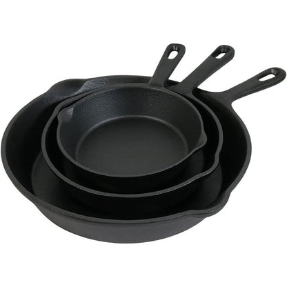 Set of Three Black Cast Iron Frying Pans HomeRoots