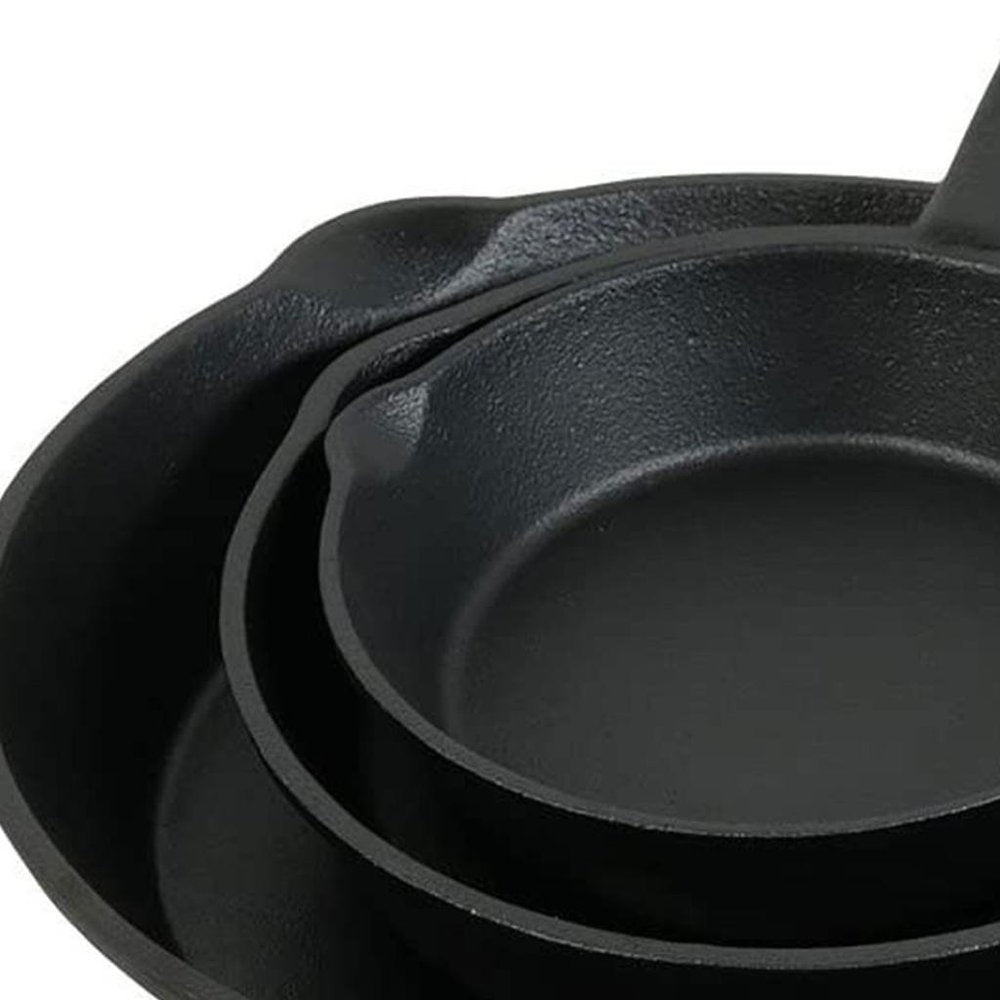 Set of Three Black Cast Iron Frying Pans HomeRoots