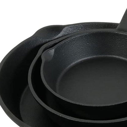 Set of Three Black Cast Iron Frying Pans HomeRoots