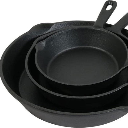 Set of Three Black Cast Iron Frying Pans HomeRoots