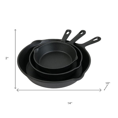 Set of Three Black Cast Iron Frying Pans HomeRoots