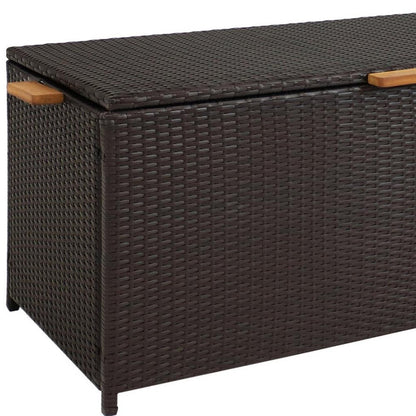 75 Gallon Brown Resin Faux Rattan Deck Box With Handles HomeRoots