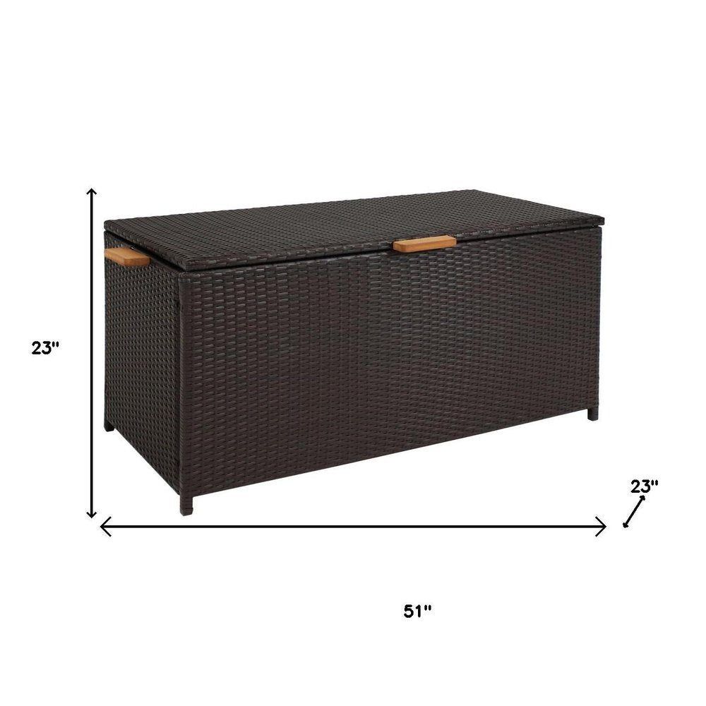 75 Gallon Brown Resin Faux Rattan Deck Box With Handles — view 8