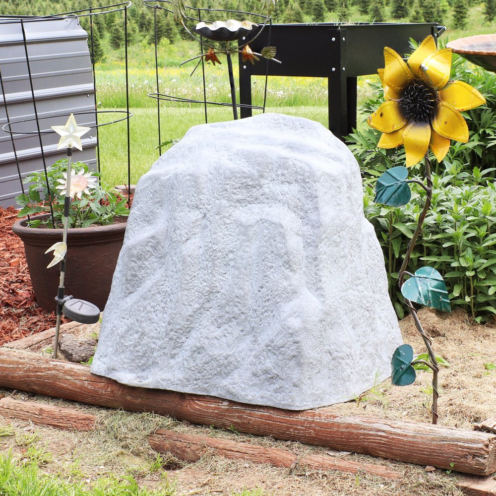 22" Gray Polyresin Faux Rock HomeRoots