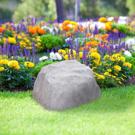 14" Gray Polyresin Faux Rock HomeRoots