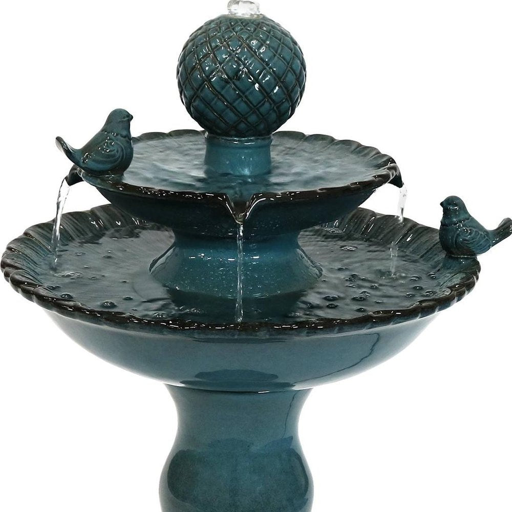 27" Teal Blue Ceramic Birds Garden Art HomeRoots