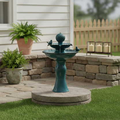 27" Teal Blue Ceramic Birds Garden Art HomeRoots