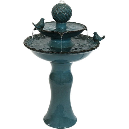 27" Teal Blue Ceramic Birds Garden Art HomeRoots
