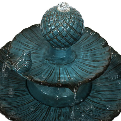 27" Teal Blue Ceramic Birds Garden Art HomeRoots