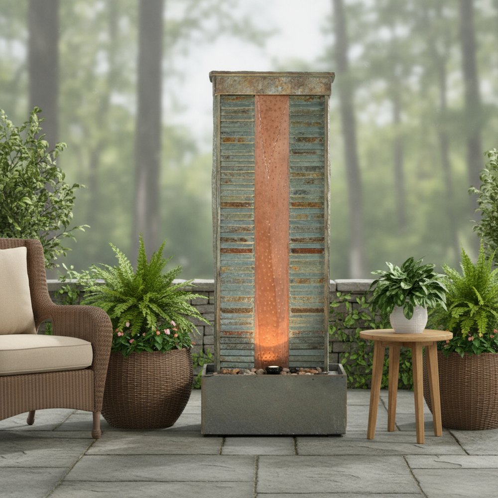 48" Gray Stone LED lights Garden Art HomeRoots