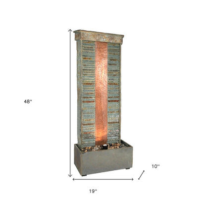 48" Gray Stone LED lights Garden Art HomeRoots