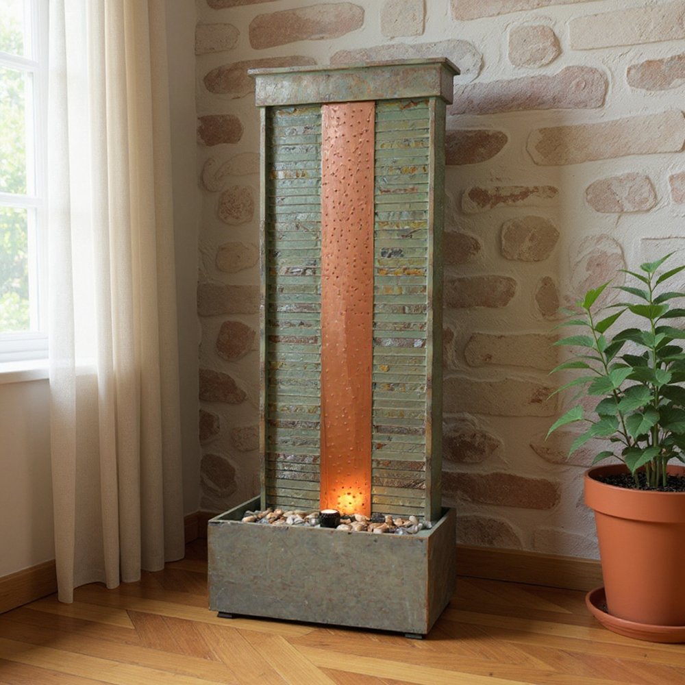 48" Gray Stone LED lights Garden Art HomeRoots