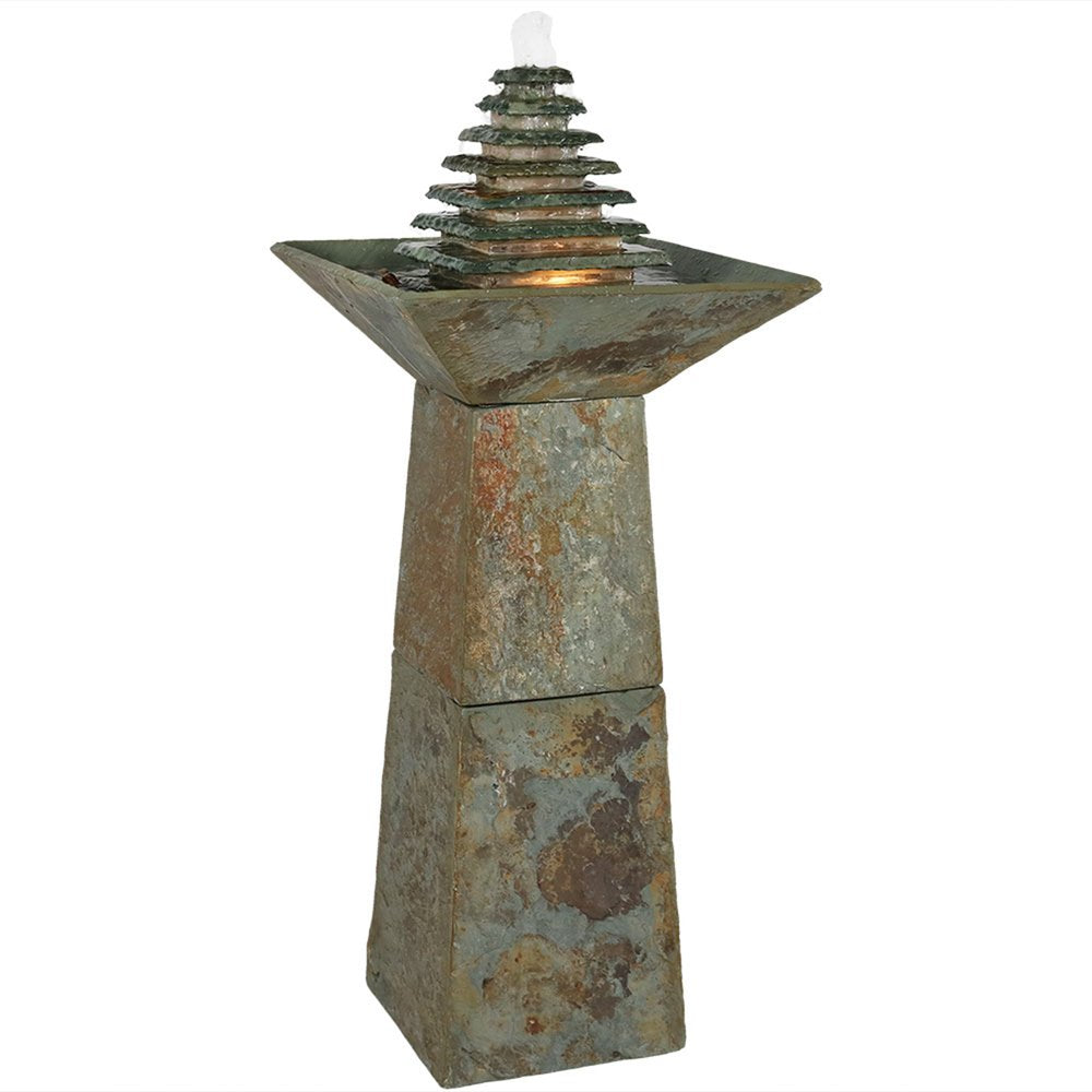 41" Gray Stone LED lights Garden Art HomeRoots