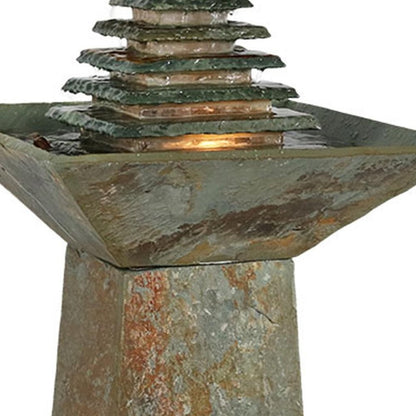 41" Gray Stone LED lights Garden Art HomeRoots