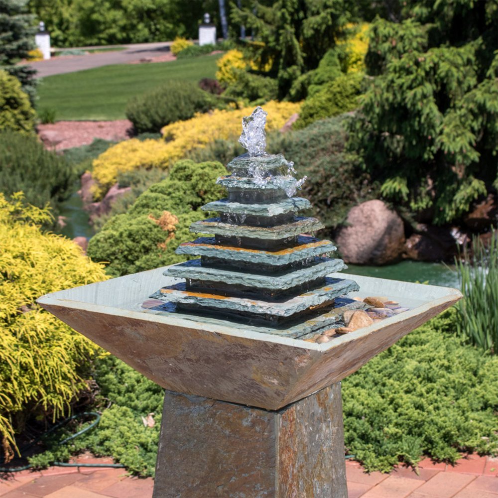 41" Gray Stone LED lights Garden Art HomeRoots